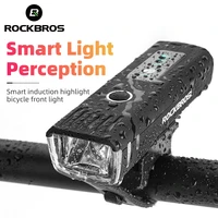 rockbros bike light bicycle light smart flashlight waterproof 1500mah usb rechargeable bike front light headlight cycling light
