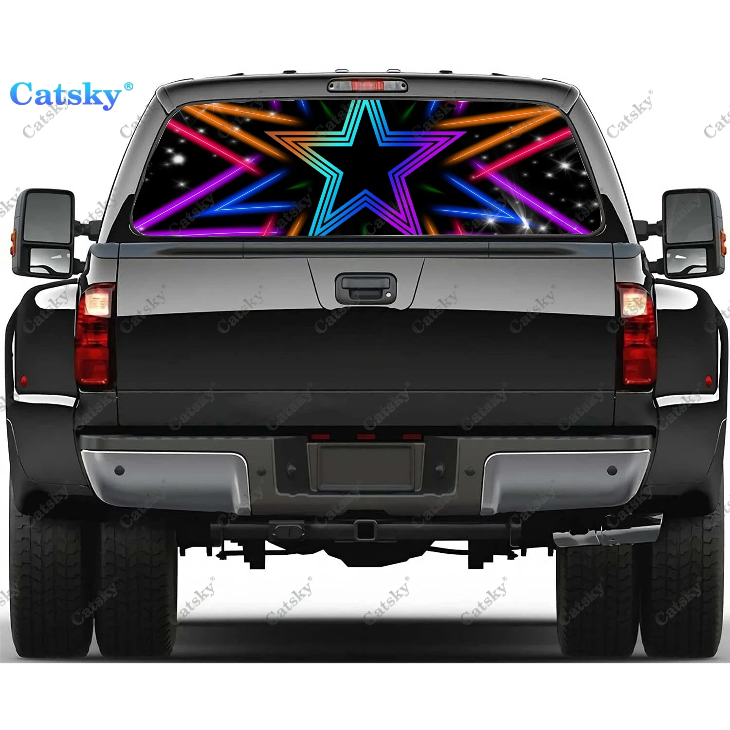 

Абстрактные наклейки на заднее стекло со звездами для грузовиков, наклейка на окно пикапа, тинт для заднего стекла, графические перфорированные виниловые наклейки для грузовиков