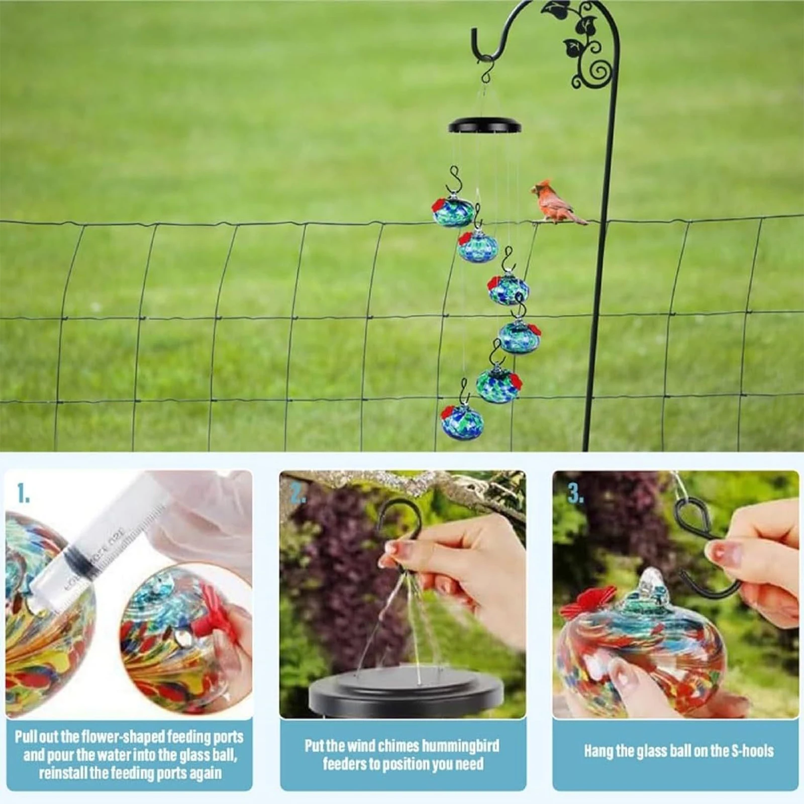 ZK20 Очаровательная кормушка для птиц с колокольчиком ветра уличная подвесная