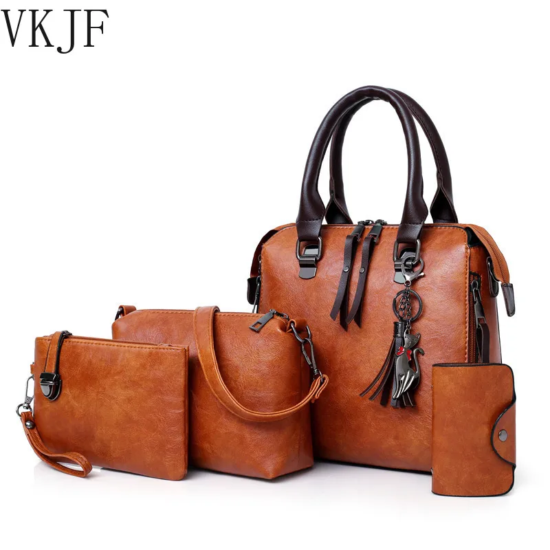 

New 4pcs/Set High Quality Ladies Handbags Female PU Leather Shoulder Messenger Bags Women Composite Bags Tote Bag bolsa feminina