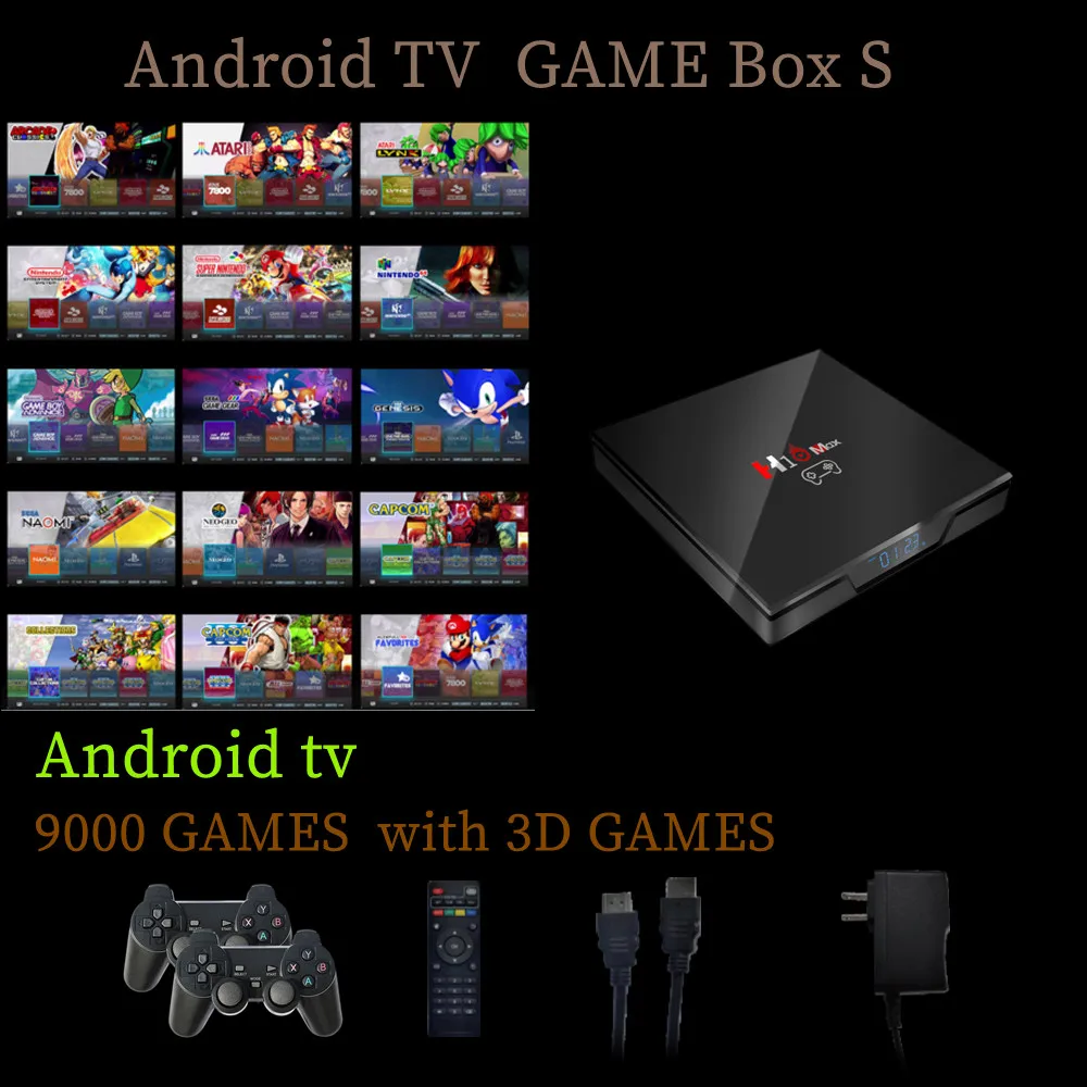 2022 Ретро Игровая приставка и Android Smart TV Box 2 в 1 9000 + игровая с 3D играми Pad 64 128G IP Media Player