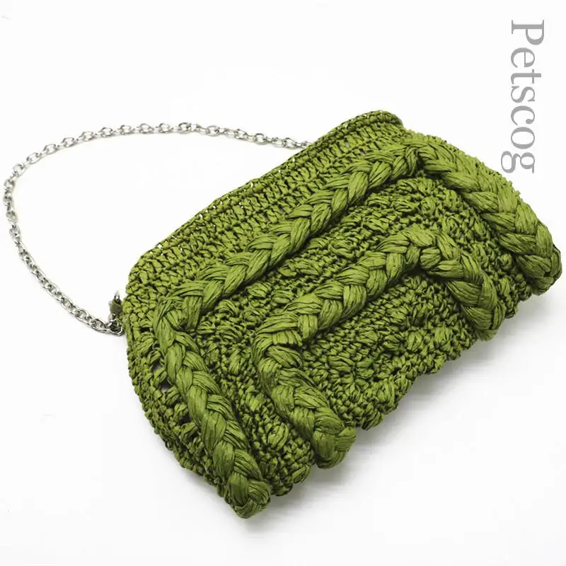 

Petscog Bohemian Hollow Straw Women Shoulder Bags Designer Paper Woven Handbag Summer Beach Travel Clutch Bag Small Flap Purses