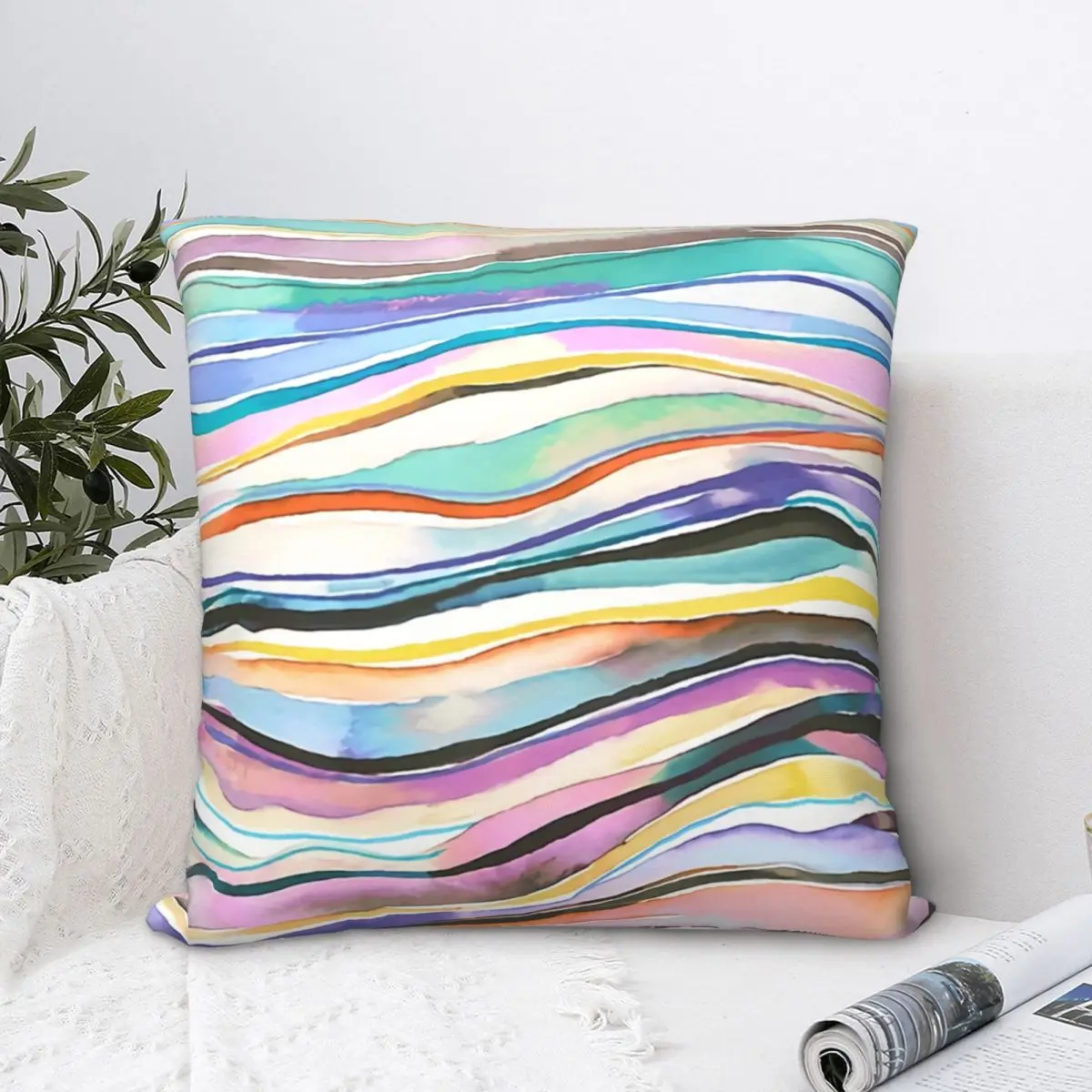 

Watercolor Dots Pillowcase Hip Hop Backpack Cushion For Home DIY Printed Car Throw Pillow Case Decorative