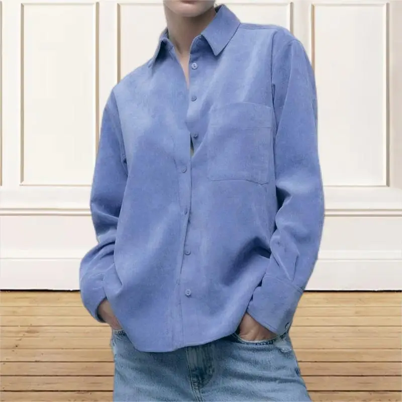 

Loose Women Corduroy Shirt Autumn 2022 New Fashion Long Sleeve Female Oversized Top Wears