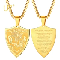 u7 design men women st michael necklace stainless steel shield saint biblical archangel pendant necklaces fathers gifts p1060