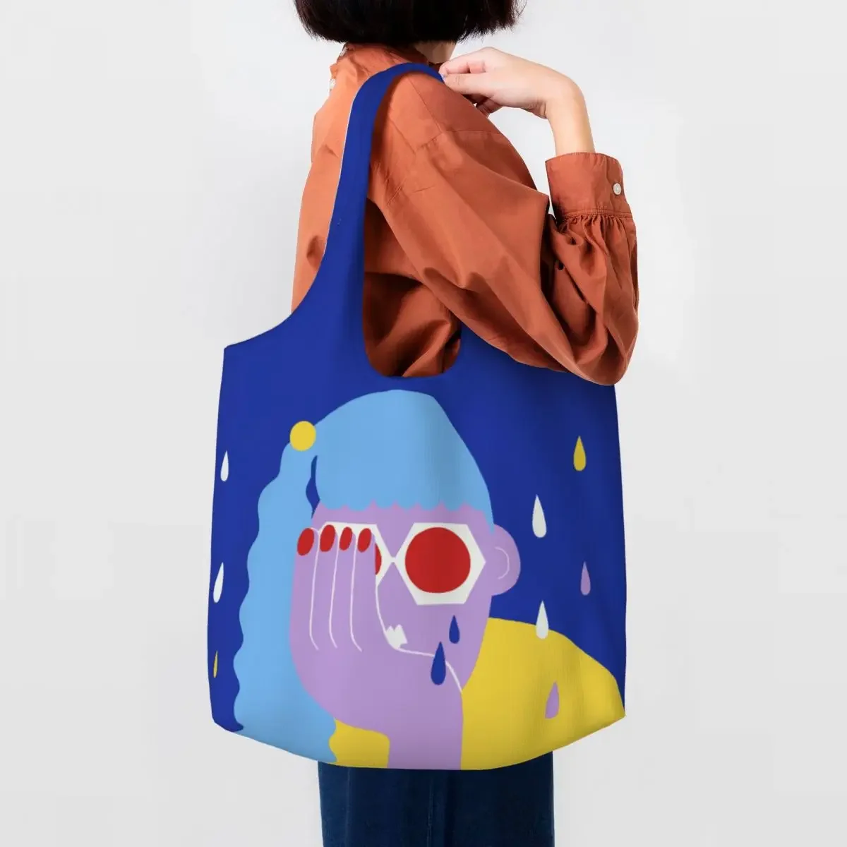 Холщовая сумка для покупок девочек женская моющаяся большая вместительная