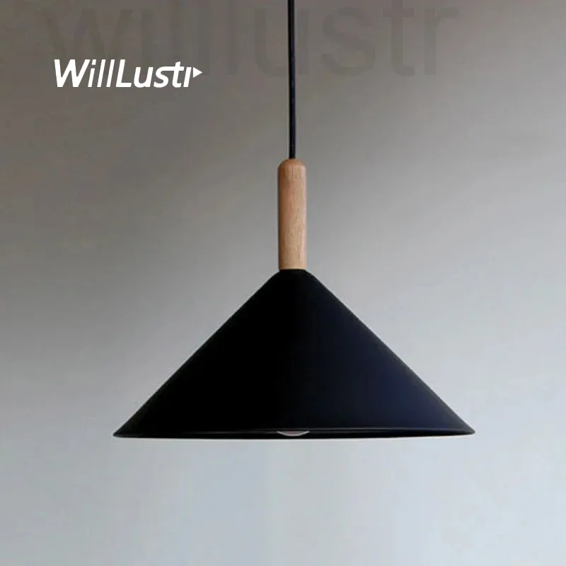 Креативный конусный подвесной светильник алюминиевая деревянная подвесная