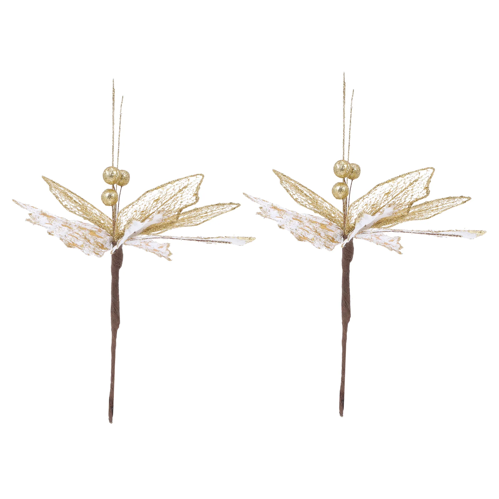 

Flower Poinsettia Pickschristmas Stems Vase Glitter Centerpiece Table Fillers Arrangement Wreath Holiday Tree Ornaments Stem