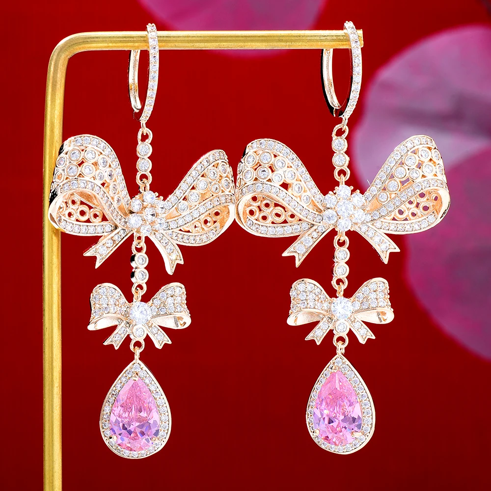 

Soramoore Boho Charm Ins Style Bowknot Long Pendant Earrings for Women Bridal Wedding Party Be Original Lady Girl Gift Jewelry