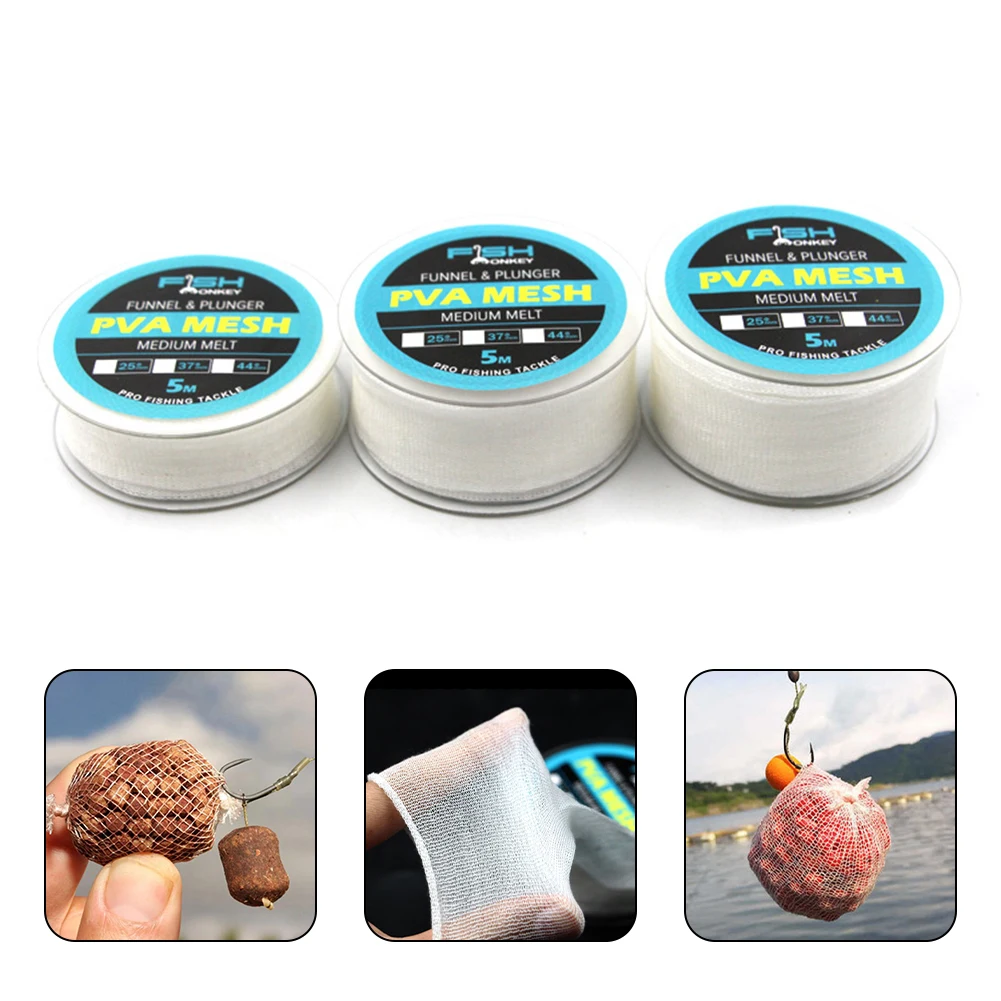 5M PVA Diameter 25/37/44mm Water Dissolving Mesh Fishing Water Soluble Mesh Carp Fishing Lure Bag Fishing Accessories