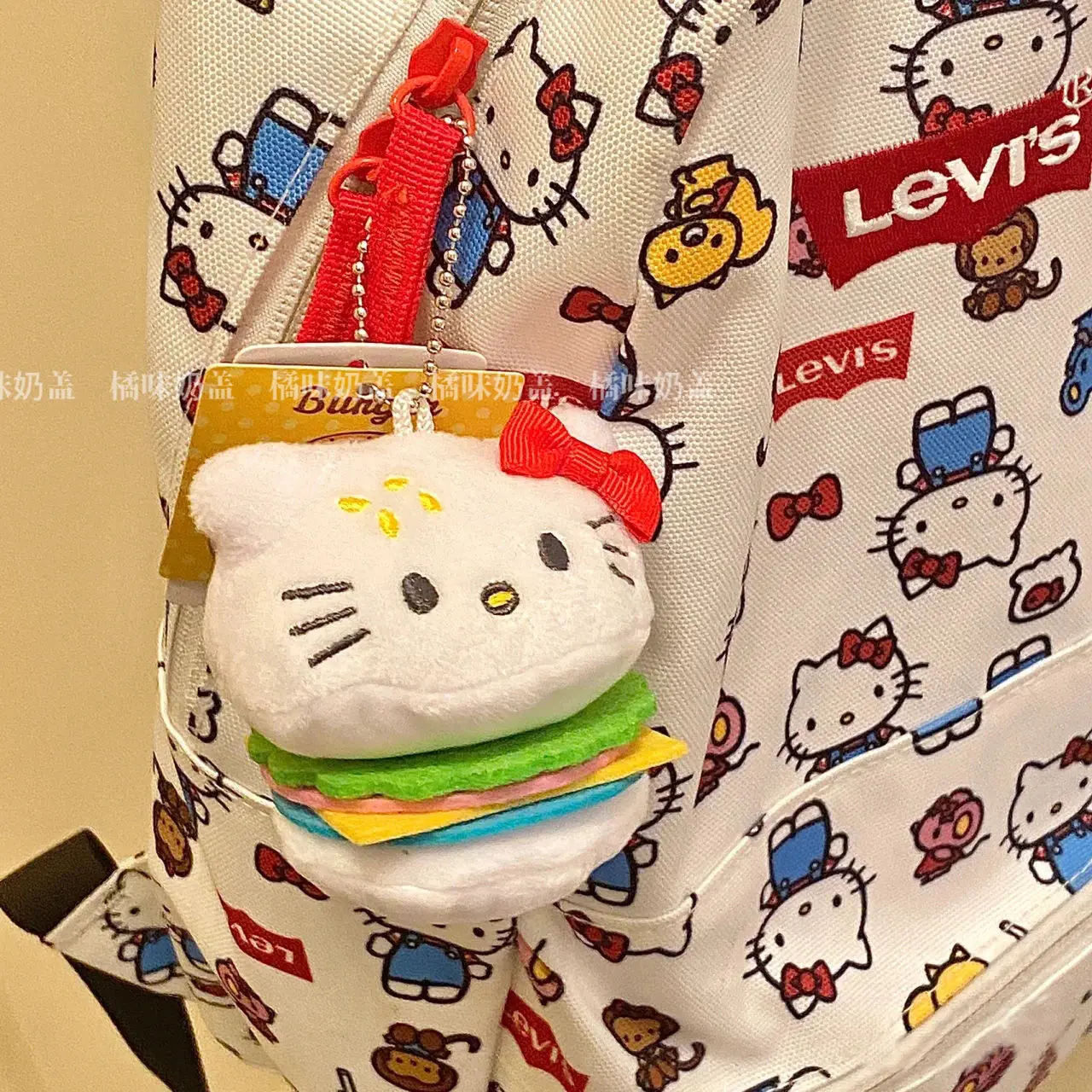 

Cute Hellokity Plush Keychain Cartoon Hamburger KT Cat Doll Bag Pendant Girl Heart Children Toys Couple Anime Accessories