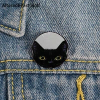 black cat printed pin custom funny brooches shirt lapel bag cute badge cartoon cute jewelry gift for lover girl friends