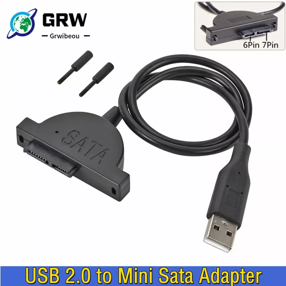 

Адаптер GRWIBEOU USB 2,0 для Mini Sata II 7 + 6 13Pin для ноутбука, CD/DVD ROM, преобразователь привода Slim Line, стеснительный стиль, 1 шт.