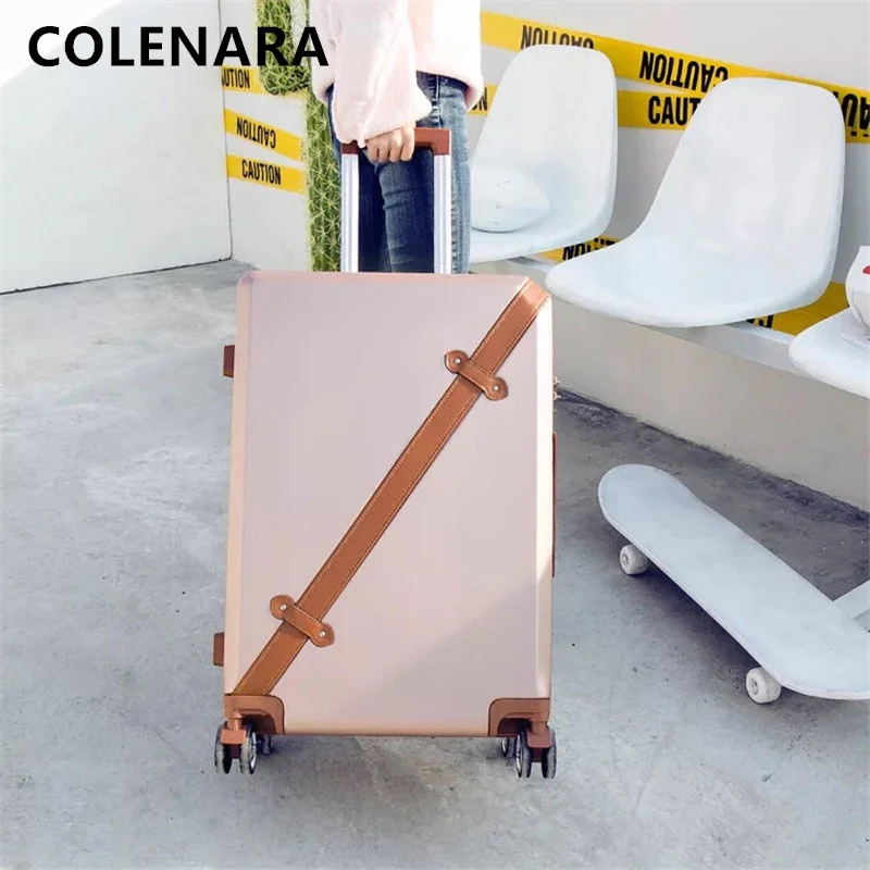 COLENARA 20/22/24/26Inch High-quality Suitcase Men's Fashion Universal Wheel Trolley Case Girls Handbag Set Rolling Luggage