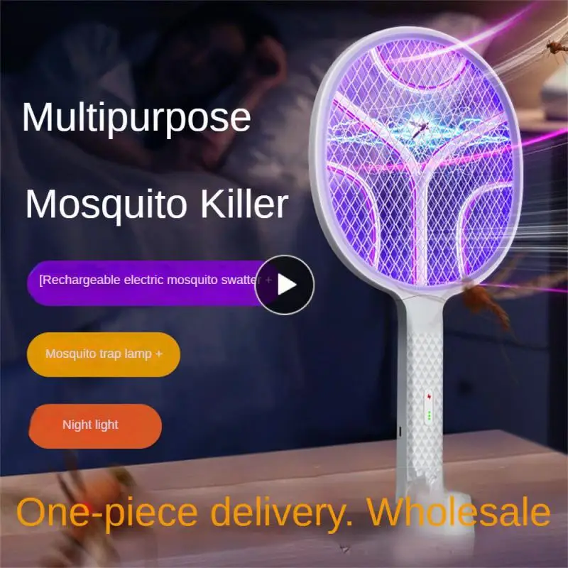 

Pp Material Usb Charging Fly Swatter Automatic Mosquito Killing Swatter Lithium Battery Rechargeable Mosquito Trap Night Light