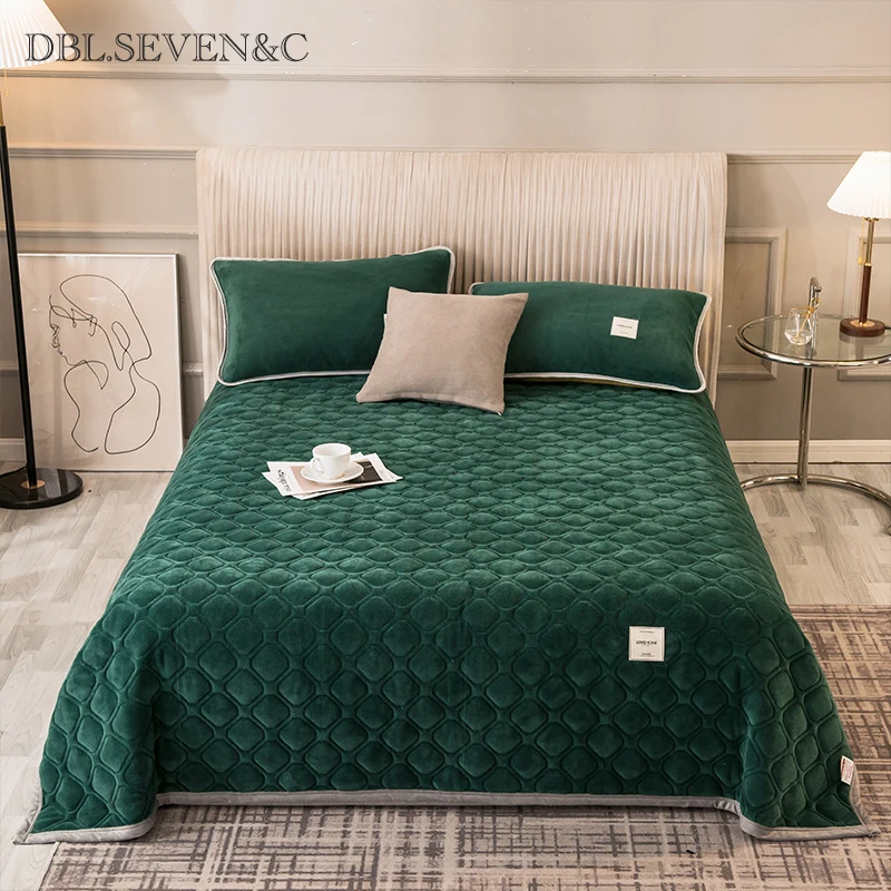 

DBL.SEVEN&C Soft bed covers flannel bed Plaid Stitch Bedspread on the bed linen quilted home Linens solid double blanket sheet