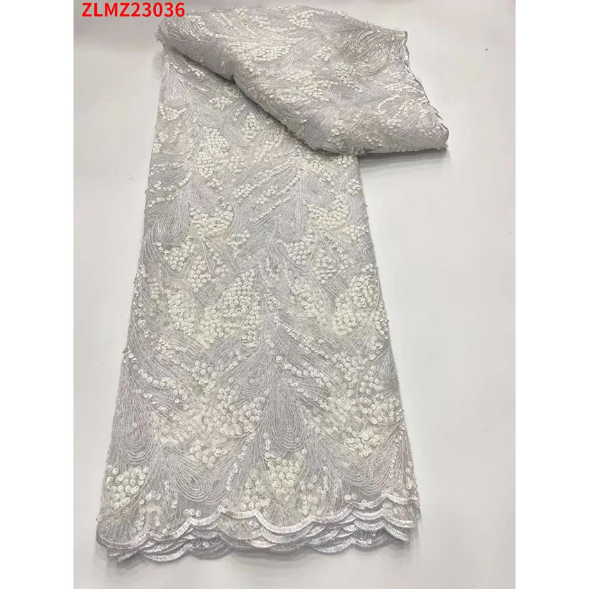 

Distinctive Ankara French Mesh Sequins Wedding Cloth Nice Classic Nigerian Tulle Lace Fabric Party Dress ZLMZ23036