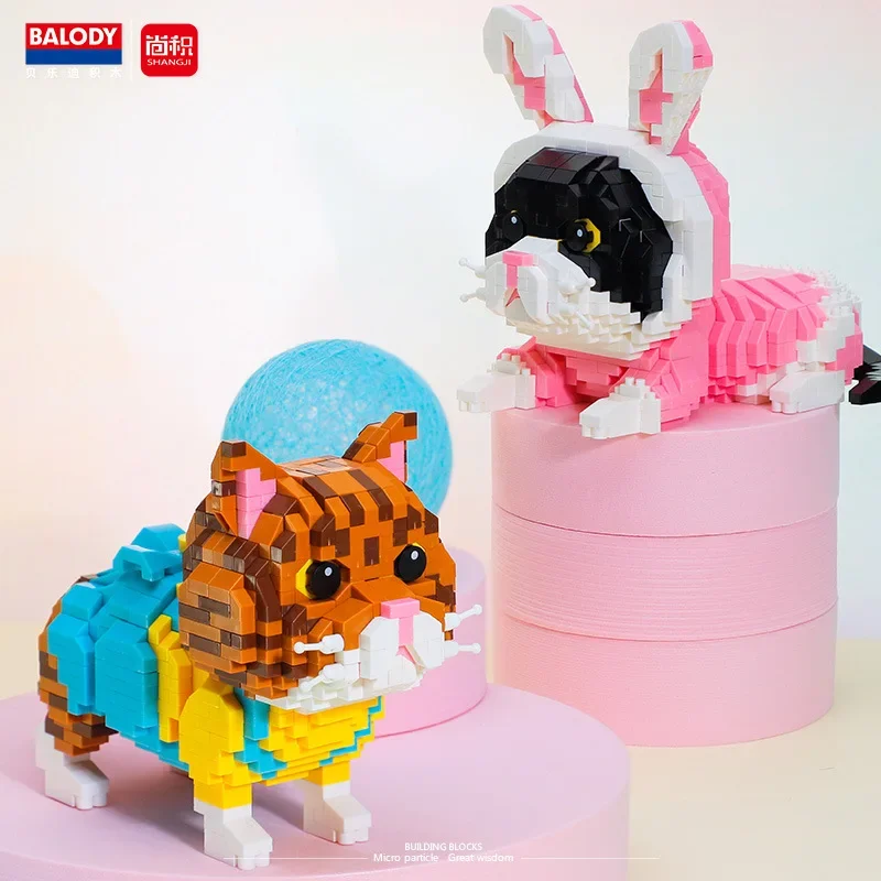 Balody Cartoon Cute Cat Micro Blocks Cats Pet Kawaii Building Educational DIY Model Bricks Toys Kids Birthday Gifts 18407
