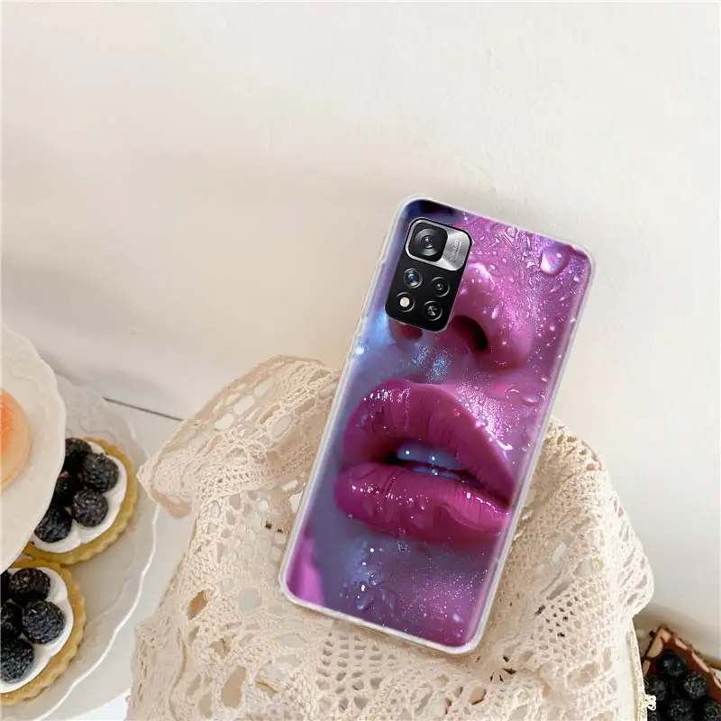 Чехол для телефона Passionate Sexy Fiery Red Lips Xiaomi Redmi Note 13 Pro+ 5G 10 10A 10C 12 12C 9 9A 9C 9T 8 8A 7 7A 6 K60 K70 Pr