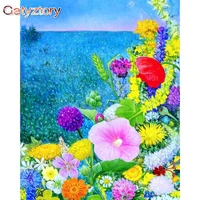 gatyztory acrylic paint by numbers for adults canvas painting flowers seas picture drawing home decoration gift for wall art pic