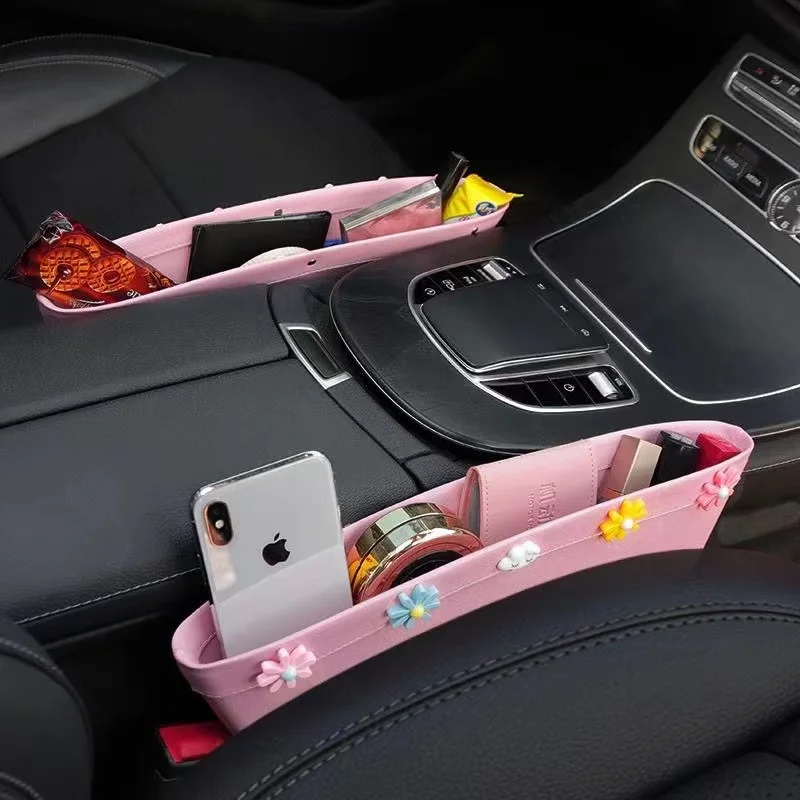 

Car Accessories Car Storage Bag Seat Gap Faux Leather Car Organizer Mobile Phone/Card/Key/Sundries Pockets Cute interior Gadget