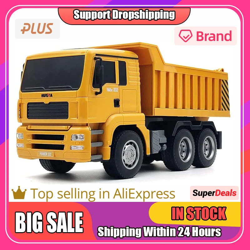 

Huina 1573 Rc Car 1/18 Trucks Metal Bulldozer Charging Rtr Truck Construction Vehicle Kids Toys Drop Shipping