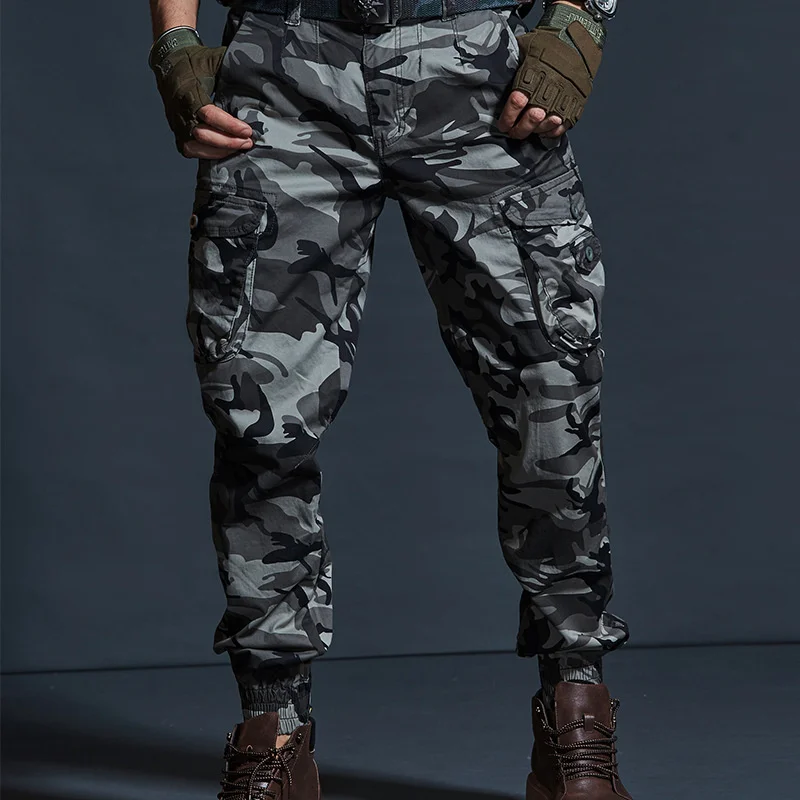 

Men 2023 High Quality Khaki Pants Men Military Tactical Joggers Camouflage Cargo Pants Multi-Pocket Fashions Black Army Trousers