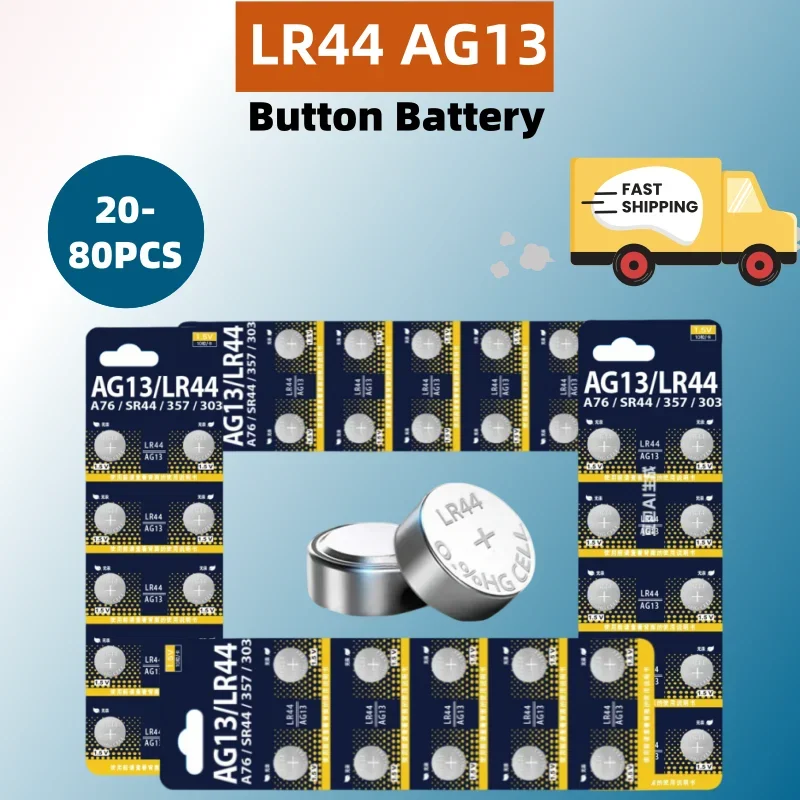 Фото Батарейка-таблетка LR44 AG13 1.55V, 357 SR44 LR1154 SR44SW SR1154 SP76 для часов, игрушек, пультов дистанционного управления №2