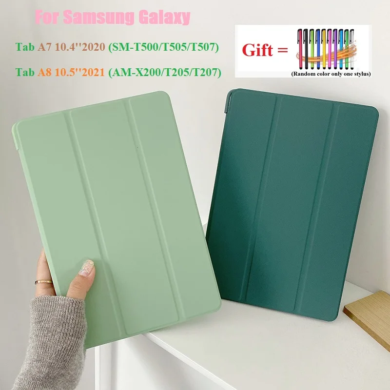 

For Samsung Galaxy Tab A7 2020 T500 Case Slim Funda Smart Cover for Galaxy Tab A8 10.5 2021 X200 X205 S6 lite P610 10.4 with Pen