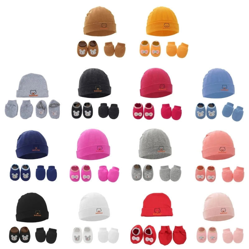 1 комплект детские перчатки против царапин шапка чехлов для ног мягкий хлопок