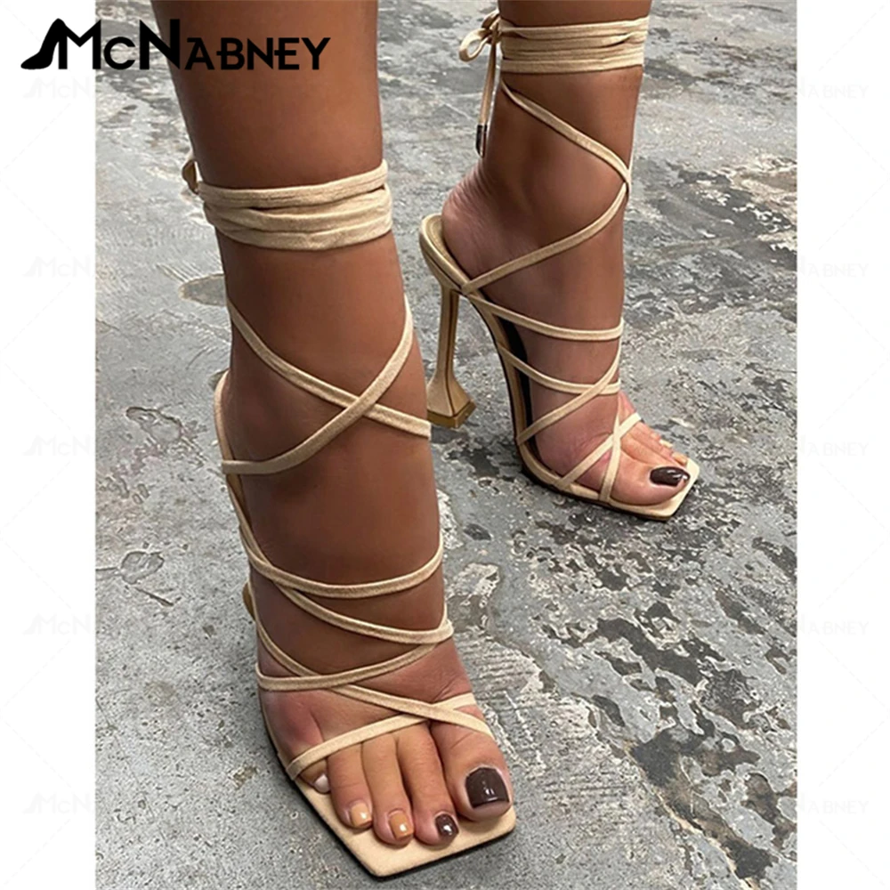 Sexy High Heel Sandals Fashion Sexy Women Shoes Strappy Style Women Shoes Pumps Lace-Up Peep Toe Sandals Black Party Shoes