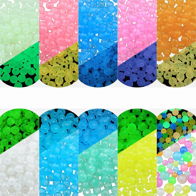 

6/8/10MM 50~200pcs Luminous White Green Blue Glow In The Dark Spacer Acrylic Round Loose Beads For Jewelry Making DIY Bracelets