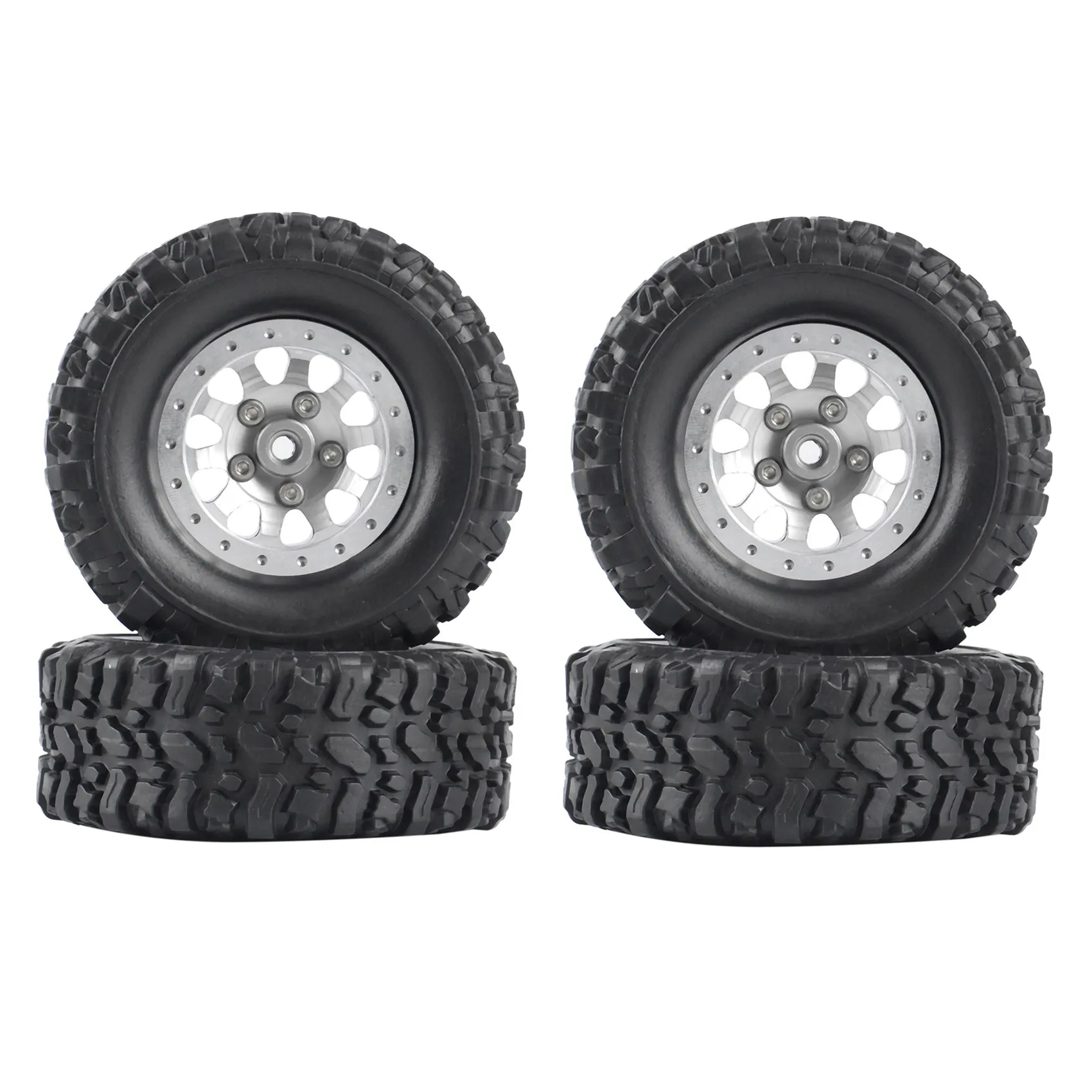 

4Pcs Metal Beadlock Wheel Hub Rim and Rubber Tire Set for WPL C14 C24 B14 B24 B36 MN D90 MN99S RC Car Upgrade Parts 3