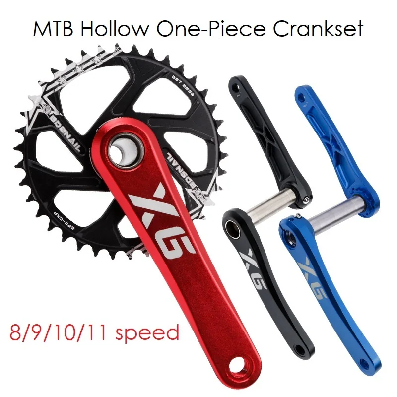 MTB Mountain Bike Crank 170mm 175mm 32 34 36 38T toothed disc Hollow Aluminum Alloy Bicycle Crankset Blue black red factory