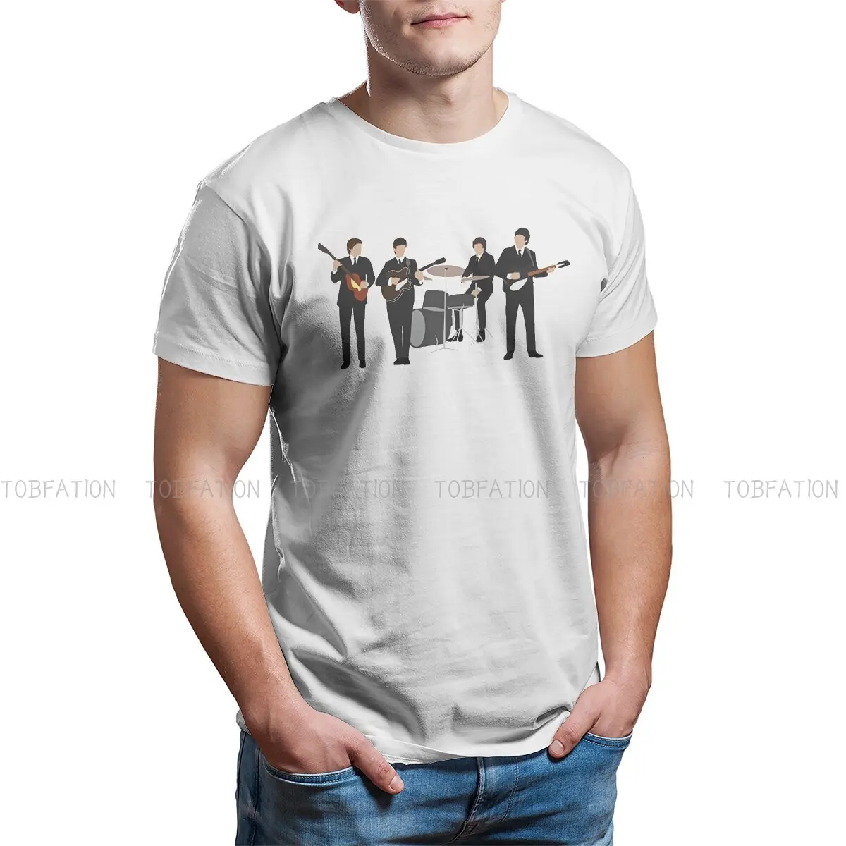 

The Beatle Handsome Excellent Musician 100% Cotton TShirts Vintage Retro Line Up Distinctive Homme T Shirt New Trend Tops