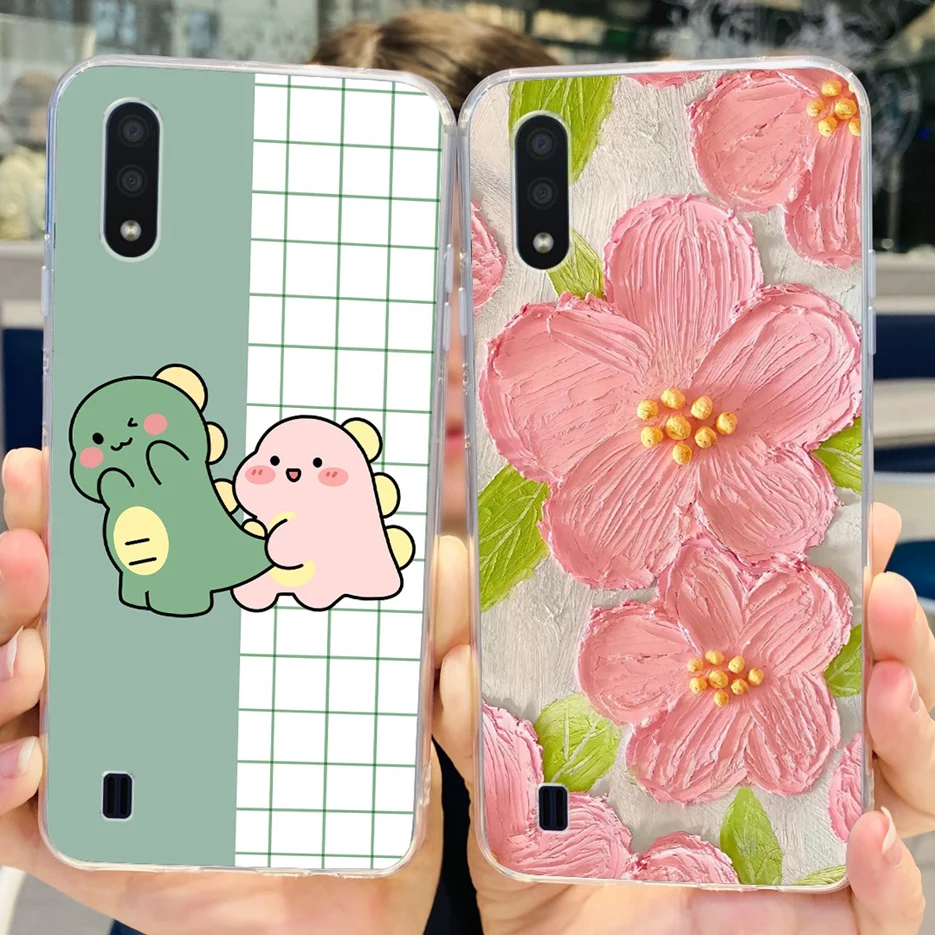 Чехол для Samsung Galaxy A01 Стильный чехол с рисунком мягкий силиконовый телефона M 01 M01