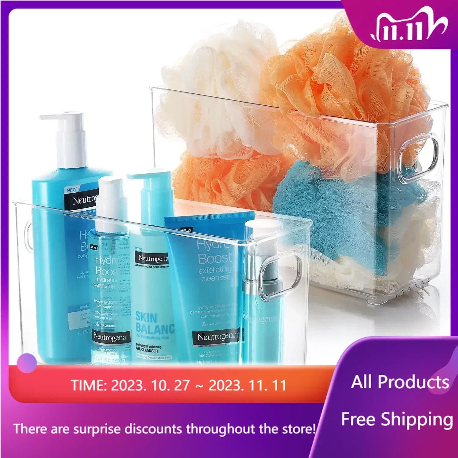 

2 Pack Clear Plastic Storage Organizer, Storage Containers , Storage, Organizer Box, Kitchen Storage Container, Kitchen Storage