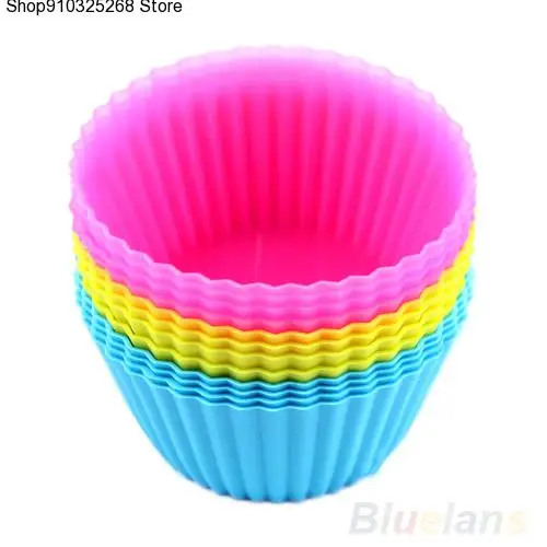 

12 pcs Soft Silicone Round Cake Muffin Mould Chocolate Cupcake Liner Baking Cup Mold