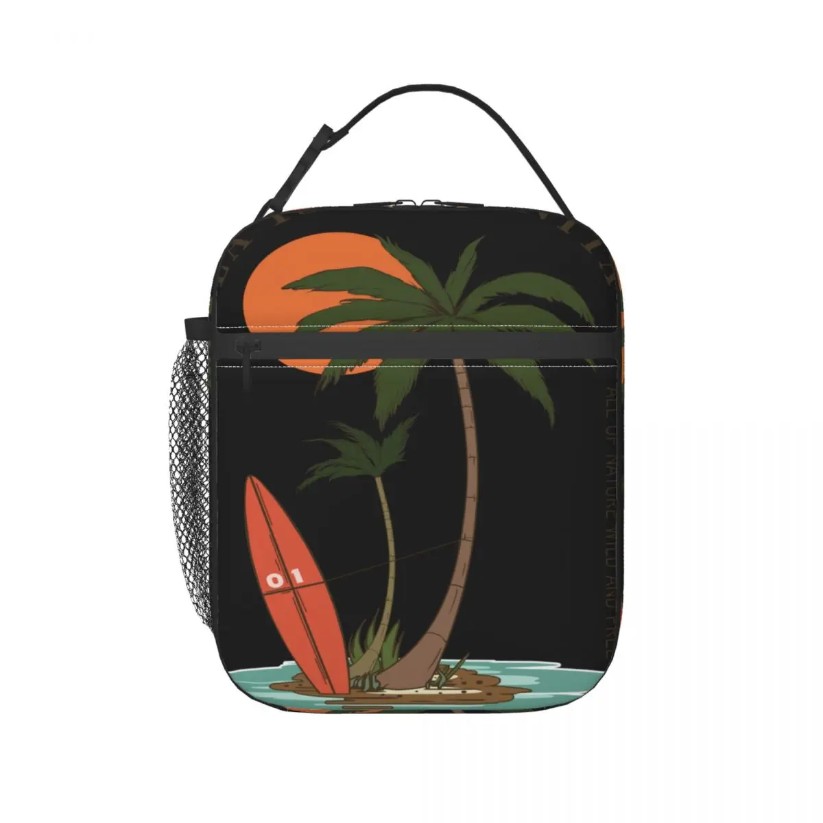 

Lunch Bag Thermal Insulated Tote Pouch Kids School Bento Portable Dinner Container Picnic Food Storage Coconut Tree