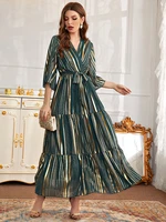 toleen women luxury elegant maxi long dresses 2022 summer v neck flare sequin muslim turkish evening party festival robe vestido