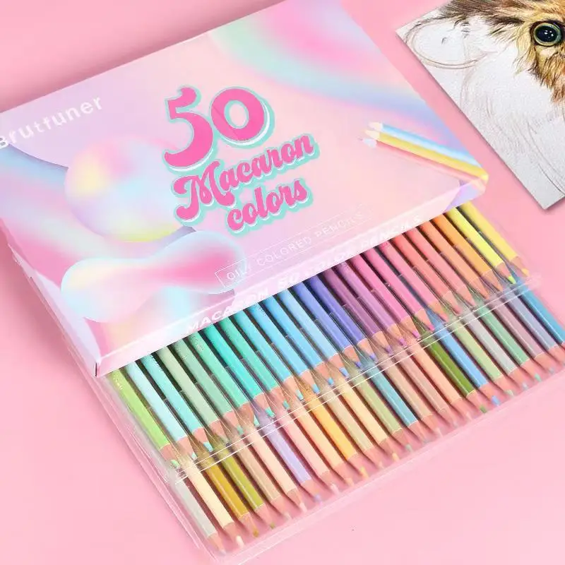 Жесткий Макарон 50 цветов профессиональные художественные цветные карандаши пастельный карандаш для школы Рисование эскизов от AliExpress WW