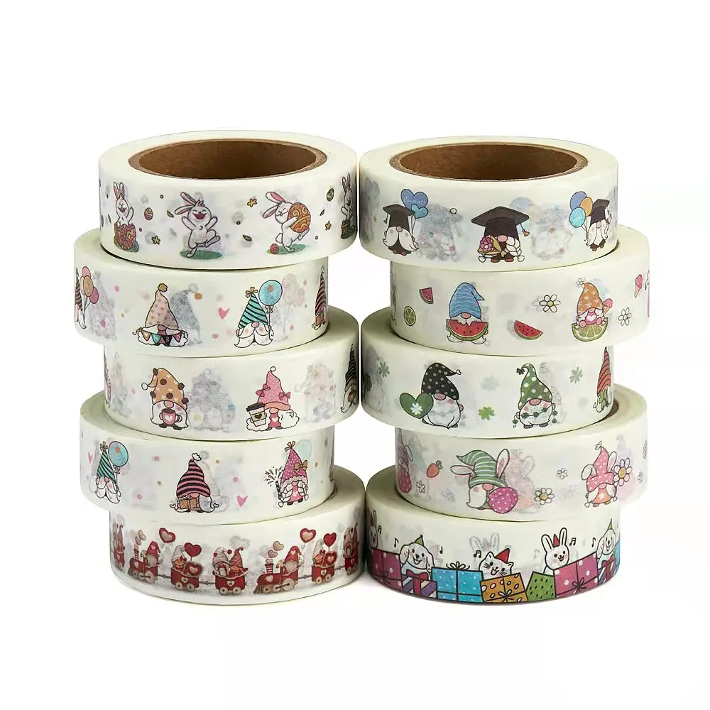 

NEW 10pcs/Lot 15mm x 10m Coffee Sunflower Graduation Gnomes with Eggs Easter Washi Tape Scrapbook Masking Adhesive Washi Tape