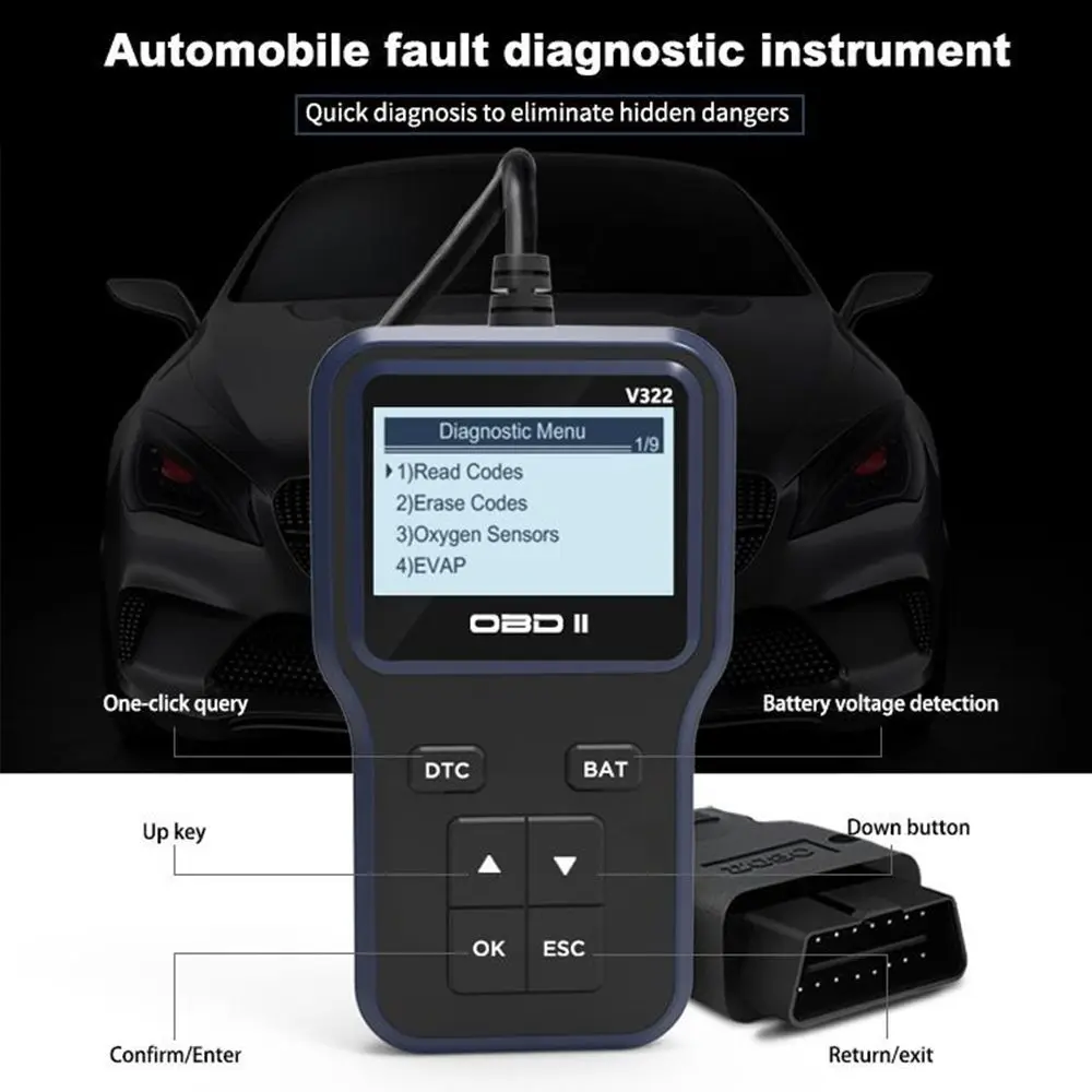 

Code Diagnostic Automobiles Fault Diagnostic Instrument Fault Detector OBDII Code Reader ODB2 Reader For Automobiles