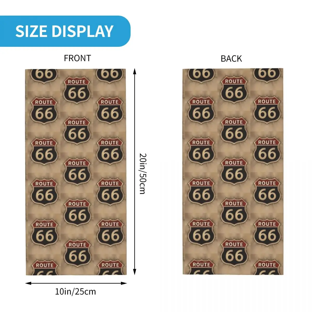 Бандана US Route 66 накидка на шею с принтом Американская дорога Балаклава лицевой