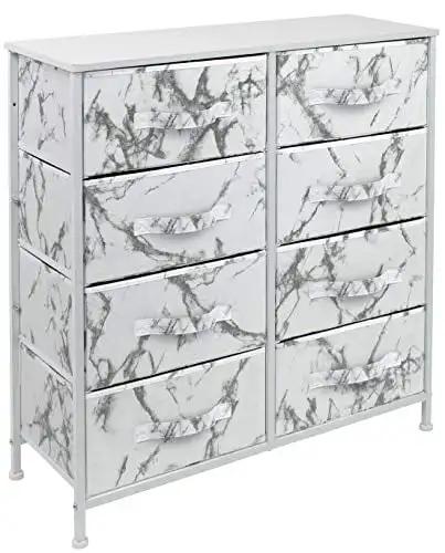 

Dresser with 8 Drawers - Furniture Storage Chest Tower Unit for Bedroom, Hallway, Closet, Office Organization - Steel Frame, Woo