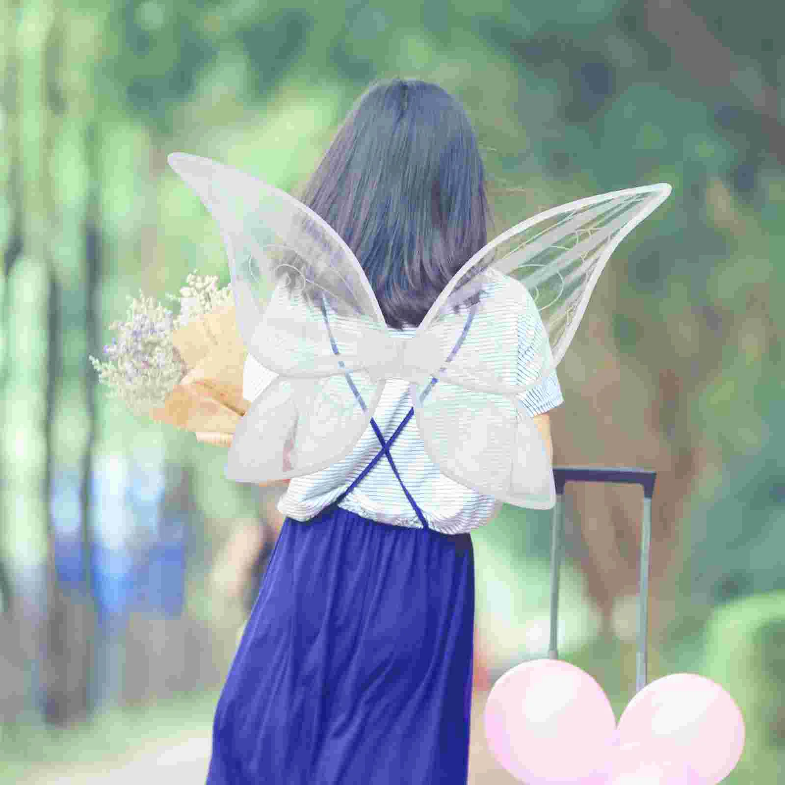 

Butterfly Wings Women Cosplay Fairy White Light Butterflies Party Supplies Adults Child