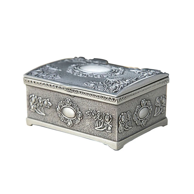 

2022 трендовая винтажная маленькая металлическая шкатулка для драгоценностей, античный органайзер для сувениров, коробка для колец