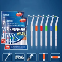 10pcs l shape push pull interdental brush oral care teeth whitening tooth pick tooth orthodontic toothpick
