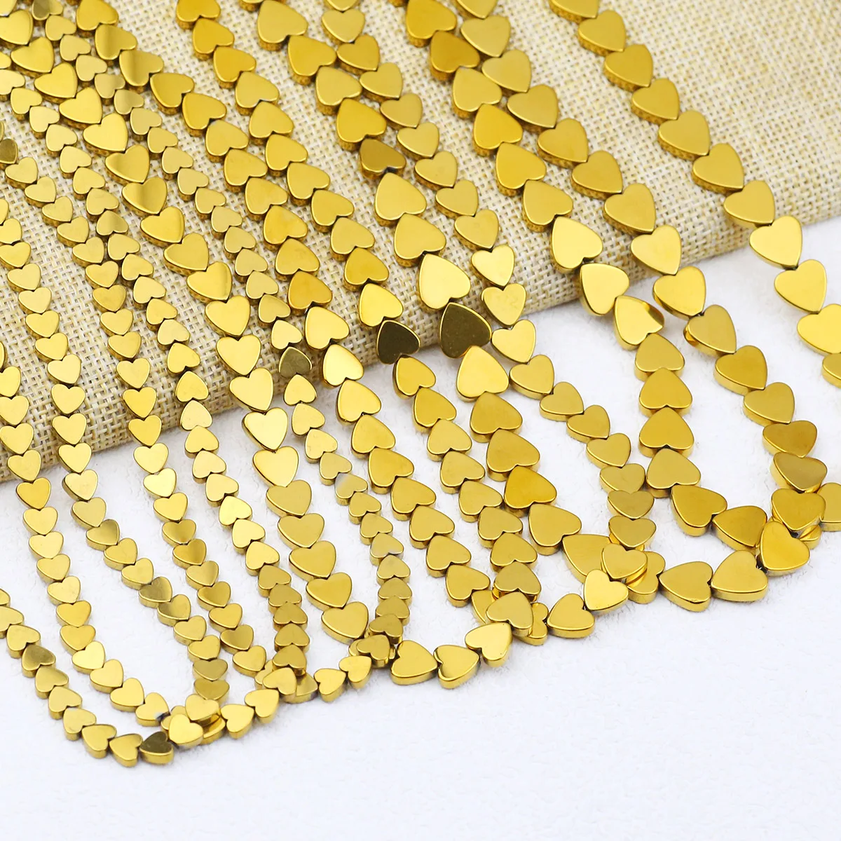 Форма сердца золотой натуральный камень гематит покрытие 6/8/10MM свободные бусины