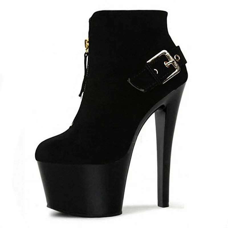 

17cm High Heels Boots Platform Autumn Boot Black Sexy Ankle Boots Women Thick Heel Shoes